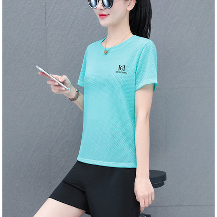 Ice Silk Short-sleeved Shorts Sports Fashion suit Summer Casual Women's Quick-drying Shortcut Pants Short-sleeved Sports suit