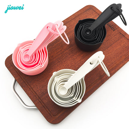 Spot Food Grade Colorful Plastic Measuring Cup Measuring Spoon 10-Piece Set Double Mouth Non-Slip Baking Tools Cross-Border Wholesale Set