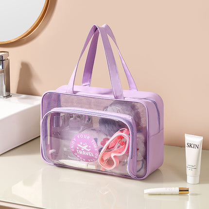 Transparent PVC Wash Bag Portable Shoulder Dry and Wet Separate Bag Swimming Fitness Bath Bag Waterproof Makeup Storage Bag
