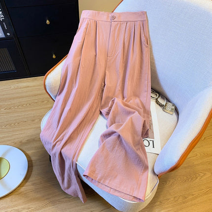 Japanese and Korean in stock linen draping casual wide-leg pants women's autumn straight pants elegant semi-elastic loose mop pants