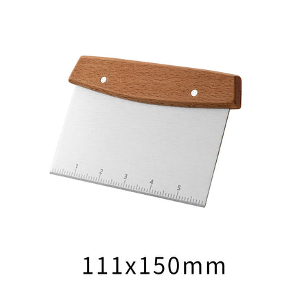 Wooden Handle Stainless Steel Spatula Korean Teppanyaki Cooking Spatula Steak Spatula Pancake Pizza Spatula Tool Set