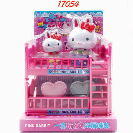 Yiyan pink rabbit kitchen refrigerator mini dressing table cake party simulation medical tools girl play house toy batch
