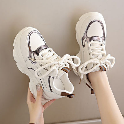 Dad Shoes Spring New Casual Inner Heightening Women's Shoes for Small People Slimming Thick-Soled White Shoes Sports Platform Shoes
