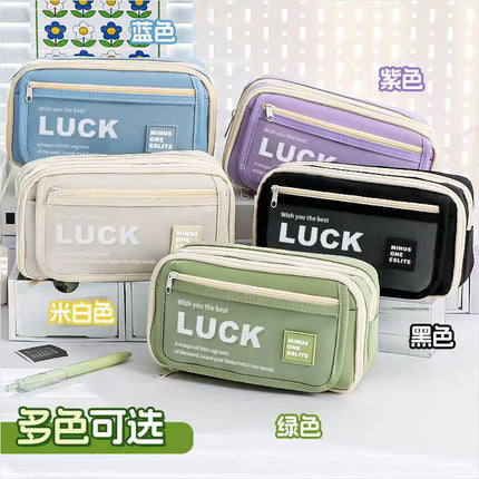 Flip-Top Pencil Case Ins Style High School Student New Style Pencil Case for Girls Male Large Capacity Stain-Resistant Simple Stationery Box
