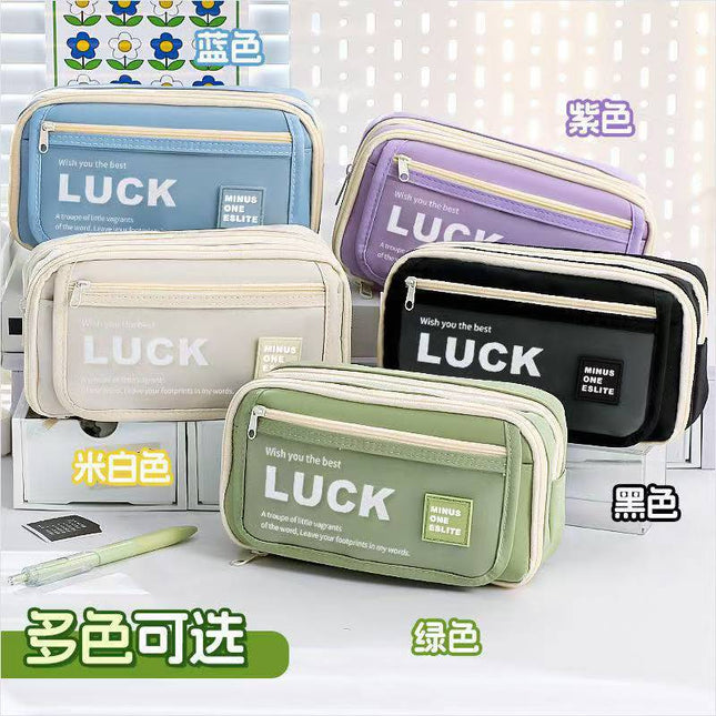 Flip-Top Pencil Case Ins Style High School Student New Style Pencil Case for Girls Male Large Capacity Stain-Resistant Simple Stationery Box