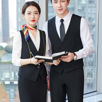 Professional vest suit female spring and summer stewardess uniform sales department hotel front desk jewelry shop beautician overalls