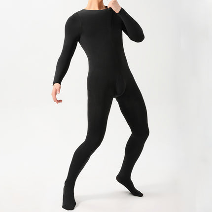 Cross-Border Plus-Size Fleece-Lined Thickened Zip-Up Full-Body Jumpsuit for Men, Warm Open-Crotch No-Take-Off Strap Jj Sexy Romper