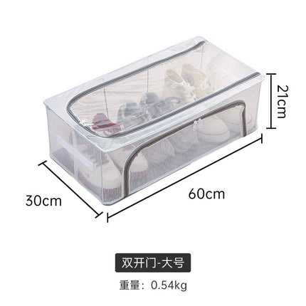 Household Transparent Foldable Shoe Storage Box Visible Installation-Free Bed Bottom Shoe Cabinet Thickened Steel Frame Storage Box