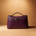 Silver buckle crocodile pattern/purple 20cm