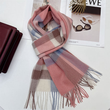 Solid Color Scarf Women's Winter 2024 New Big Brand Korean Style Cashmere Wool Winter Warm Neck Shawl Ins Card