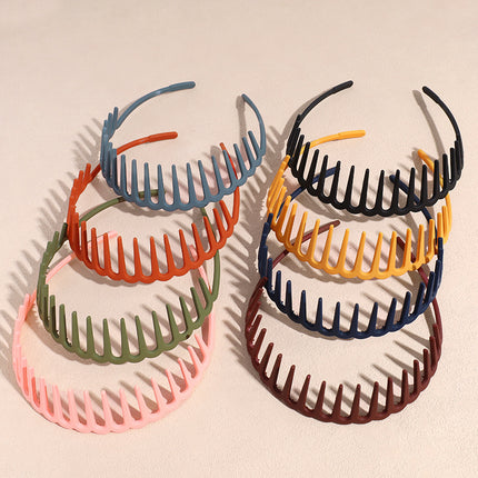Japanese and Korean Style Simple Candy Color Large Wave Hair Band Internet Popular Non-Slip Toothed Headwear Outgoing Hair Pressure Wash Hair Band