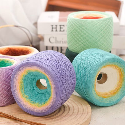 mercerized cotton hand-wound mixed strand cake line gradient long dyed hand-woven shawl blanket crochet wool 300g