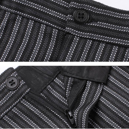Wholesale Spot Hotel Restaurant Striped Chef Work Pants Elastic Band Elastic Black Waiter Overalls Customized