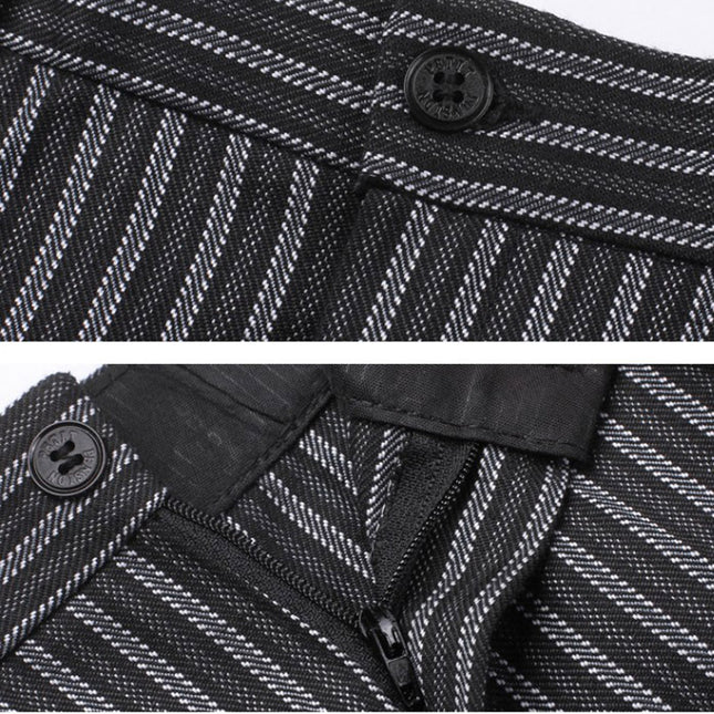 Wholesale Spot Hotel Restaurant Striped Chef Work Pants Elastic Band Elastic Black Waiter Overalls Customized