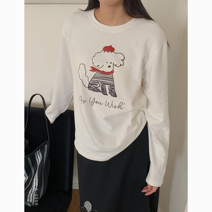 Clouds Puppy Milk Velvet T-Shirt Women's Autumn and Winter New Casual Long Sleeve Loose Bottoming Inner Wear Round Neck Top Ins