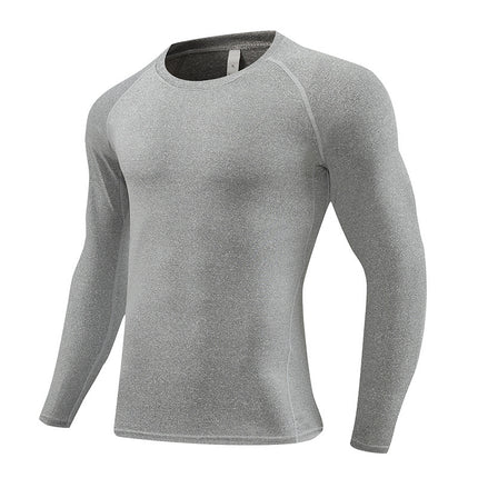 Amazon Pro Quick-Drying Tights Men's Printed Long-Sleeved Sports Running Fitness Compression Clothing Round Neck T-Shirt Wholesale