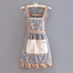 Strap canvas floral princess dress towel pocket blue