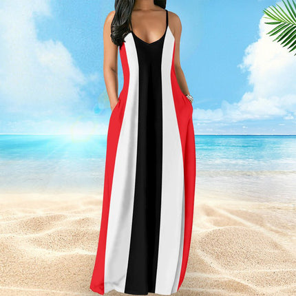 Cross-border Amazon European and American Women's Bohemian Sling dress Digital Printing Vacation Style Sexy Dress