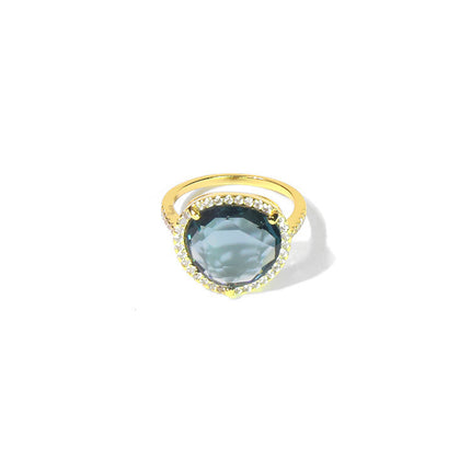 Cross-Border E-Commerce Amazon Hot-Selling Supply Triangular Crystal Zircon Micro-Paved Emerald Ring Seiko Handmade Jewelry