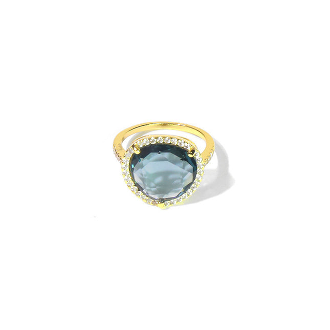Cross-Border E-Commerce Amazon Hot-Selling Supply Triangular Crystal Zircon Micro-Paved Emerald Ring Seiko Handmade Jewelry