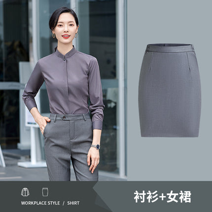 Professional suit Women's Spring and Autumn Gray Shirt Dress Men's and Women's Same Model Sales Office Car 4s Shop Sales Work Clothes