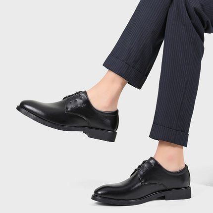 Leather Shoes Men's Cowhide Business Dress Men's New Year Black Hollow Soft Bottom Casual Height Increasing Men's Shoes Groom's Wedding Shoes