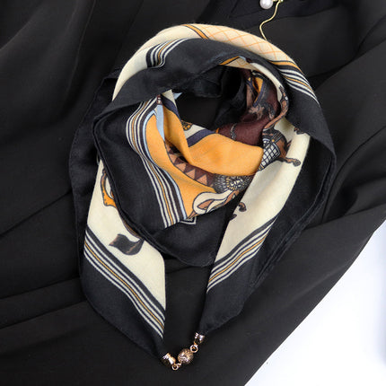 Spring and summer sunscreen magnetic buckle cotton and linen texture large square scarf women's 2024 new all-match autumn and winter neck scarf