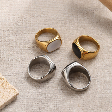 European and American Stainless Steel Ring Square Ring Gold White Ring Women Jewelry Ring Ring Wholesale
