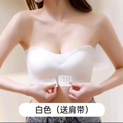 Strapless Underwear Women's Invisible Bra Small Chest Push-up Non-slip Strapless Girls' Girls' Non-steel Ring Beautiful Back Wrapping Chest Less Women