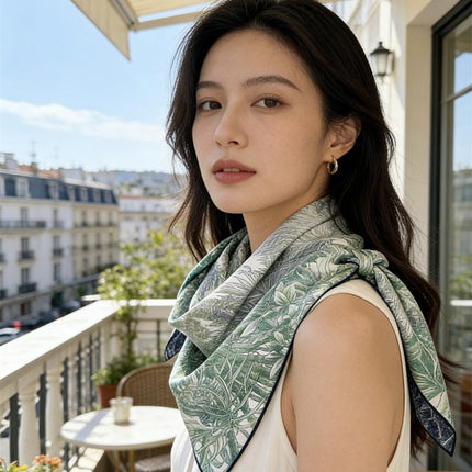High-grade Double-sided Printed Silk Twill Large Square Square Spring and Summer New Entry Luxury Mulberry Silk Scarf Women's Shawl
