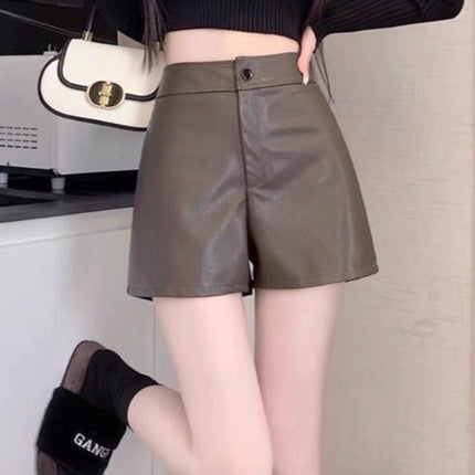 Versatile Slim Fit Fashionable High Waist Shorts for Petite Women Pu Leather Slimming Shorts