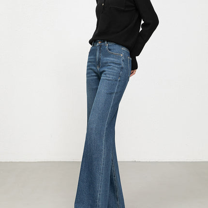 Trendy Denim Wide-Leg Pants 2026 Spring New Style Loose Drape Slimming Flared Pants Casual Versatile Floor-Length Trousers