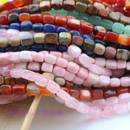 Natural Red Agate Irregular Rectangular Column, Pink Quartz, Lapis Lazuli, Loose Beads, Necklace, Bracelet, DIY Jewelry Accessories, Pendant
