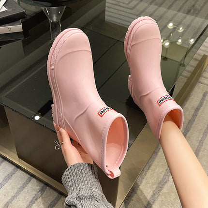 Winter New Arrival College Rain Boots Women's fleece-lined Rain Boots Non-slip Rubber Shoes Fashionable Outer Wear Adult Beautiful Waterproof Shoes