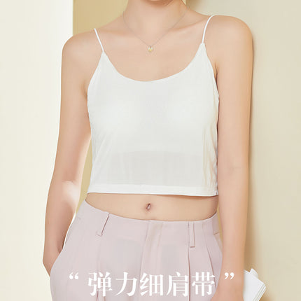 Tangge Silk U-Shaped Beautiful Back Intimates Anti-Exposure Tube Top Camisole Top Mulberry Silk Glossy Bra Loose