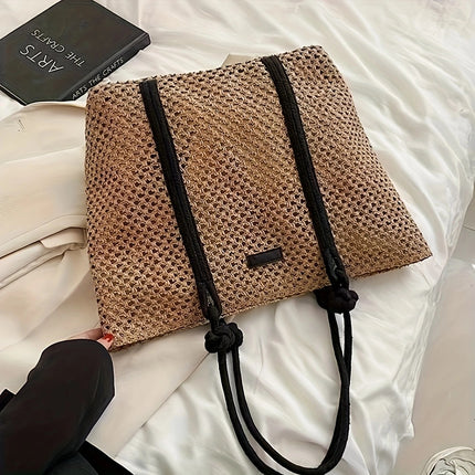 2025 New Straw Bag Fashion Commuting Bag Women's Easiest for Match Shoulder Bag Large Capacity Tote Bag Handmade Woven Bag