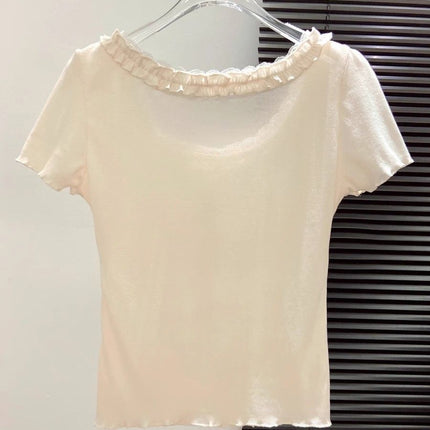 Short-Sleeve T-Shirt for Women, Summer, Beautiful and Stylish Design, Unique and Eye-Catching, Ruffled Short Top