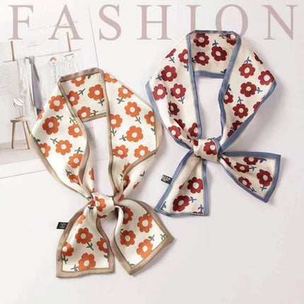 Internet Celebrity Silk Scarf Hair Band Retro French Style Women's Tie Hair Silk Printing Polka Dot Ethnic Style Korean ins Girls' Hair Ring