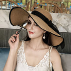 Wide brimmed bowler hat - khaki with black trim / M（56-58cm）
