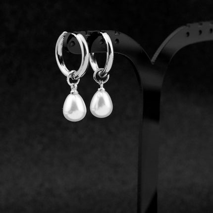 European and American Cross-border Hot Selling Stainless Steel 18k Gold Plating Drop Shape Pearl Earrings High-grade Ladies Earrings Earrings