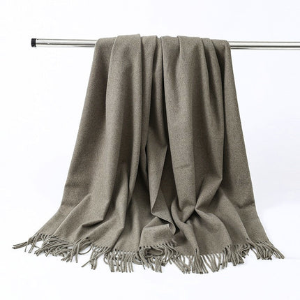 Wool Scarf Shawl High-End Versatile Cashmere Scarf Women's Winter 2025 New Men's Solid Color Scarf Wholesale