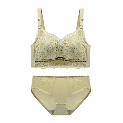 Thickened Intimates for Women with Small Breasts, Push-Up and Enlargement, Steamed Bun Cup Bra, Comfortable Side-Retractable, Non-Magnetic, Wire-Free Adjustable Bra