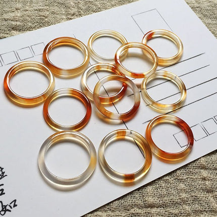 Natural White Chalcedony Ring Ice Colorful Agate Jade Women's Simple Running Ring Tail Ring National Style Fine Ring