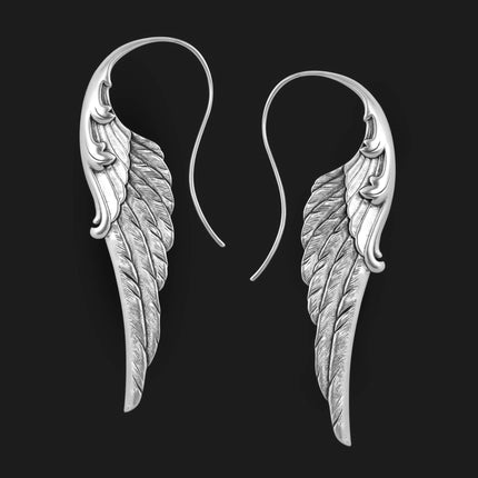 Hecheng Cross-border New Products Exaggerated Angel Wings Pendant Earrings Alloy Hook Earrings