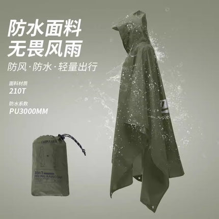 Outdoor Three-In-One Cloak Raincoat Poncho Hiking Mountaineering Adult Cycling Mat Waterproof Rainproof Portable Rainproof