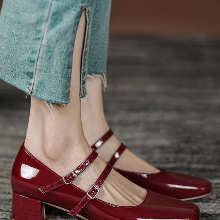 Thick Heel Vintage Mary Jane Shoes Women's 2024 New All-match Fashion Shoes Black Shallow Mouth Fairy Style Baotou Shoes