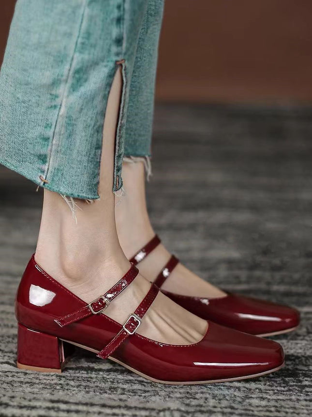 Thick Heel Vintage Mary Jane Shoes Women's 2024 New All-match Fashion Shoes Black Shallow Mouth Fairy Style Baotou Shoes