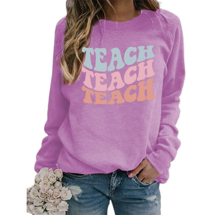 Amazon foreign trade source teach printed round neck jacket sweater European size European and American women's coat long sleeve autumn and winter