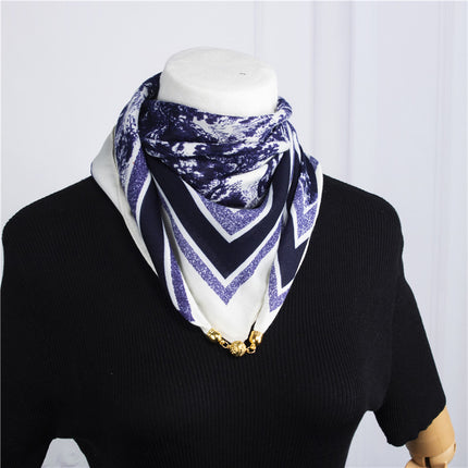 2025 New Silk Scarf Autumn and Winter Cold Protection Neck Protection Anti-Rubbing Collar Square Scarf 68cm Silk Scarf Magnetic Buckle Western Style Scarf