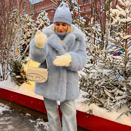 Imitation Fox Fur Grass Coat Imitation Fox Fur Lazy Style Paris Women's Fashion Fur Coat